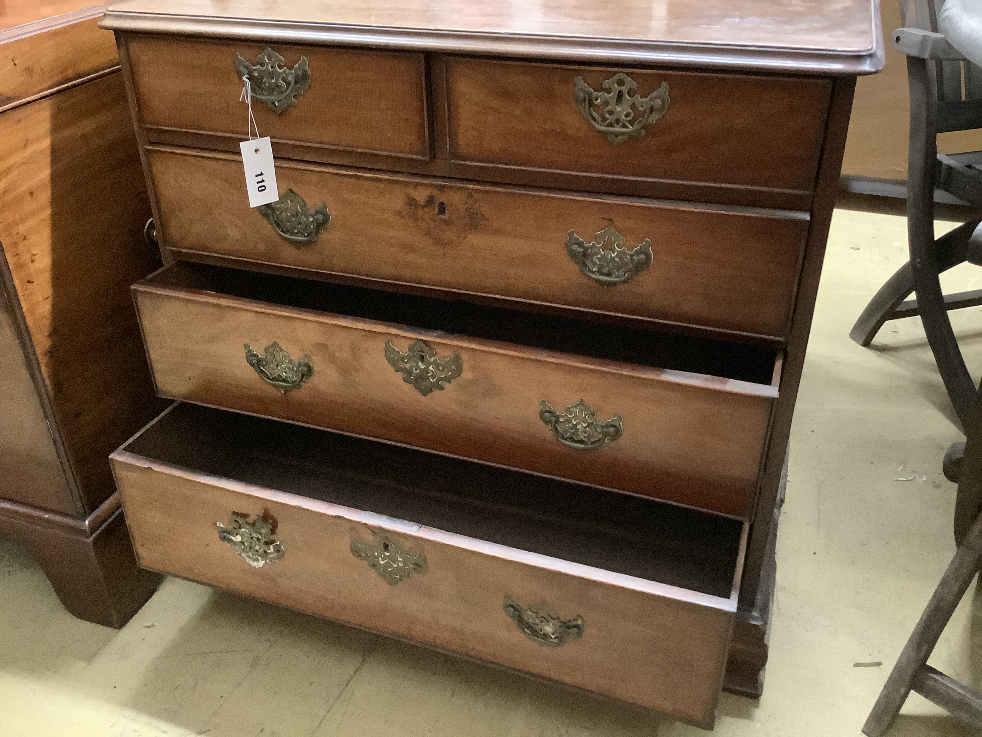 A small 19th century chest of two short and three long drawers, width 80cm, depth 45cm, height 78cm